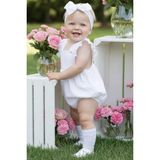Parla Kids Kız Bebek Beyaz Pamuklu Salopet Bandana Takım - 6 - 9 Ay