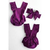 Parla Kids Kız Bebek Mor Pamuklu Salopet Bandana Takım - Ant - Mor - 0 - 3 Ay