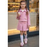 Parla Kids Kız Çocuk Carmen Pudra Pembe Tüvit 23 Nisan 29 Ekim Etek Ceket Yılbaşı Takım - 4 - 5 Yaş