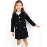 Parla Kids Kız Çocuk Carmen Siyah Tüvit Uzun Kollu Düğmeli 23 Nisan Etek Ceket Takım - 5 - 6 Yaş