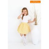 Parla Kids Kız Çocuk Daisy Bisiklet Yaka Dantel Detaylı Ekruı Kısa Kollu Bluz Ekoseli Etek Toka 3lü Takım - Beyaz - Sarı - 4 - 5 Yaş