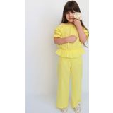 Parla Kids Kız Çocuk Gloria Sarı Şile Bezi Bluz Pantolon Takım