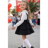 Parla Kids Kız Çocuk Helen Siyah Askılı Elbise Ekru Dantelli Uzun Kollu Bluz Takım 29 Ekim Gösteri Kıyafeti - 4 - 5 Yaş - Beyaz - Siyah