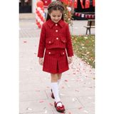 Parla Kids Kız Çocuk Kırmızı Carmen Tüvit Etek Ceket Alt Üst Takım 29 Ekim Gösteri Kıyafeti - 5 - 6 Yaş
