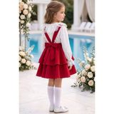 Parla Kids Kız Çocuk Kırmızı Helen Elbise Jile Dantel Bluz 23 Nisan 29 Ekim Gösteri Kıyafeti - 8 - 9 Yaş