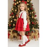 Parla Kids Kız Çocuk Kırmızı Helen Elbise Jile Dantel Bluz 23 Nisan 29 Ekim Gösteri Kıyafeti Uzun Kollu - 5 - 6 Yaş