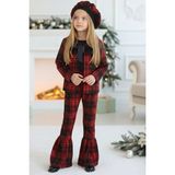 Parla Kids Kız Çocuk Kırmızı Lizbon Jakarlı Ekose Ceket Pantolon Kep Alt Üst Yılbaşı Takım - 4 - 5 Yaş