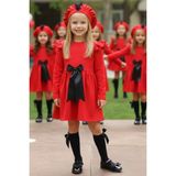 Parla Kids Kız Çocuk Kırmızı Sofia Pamuklu Fiyonk Detaylı 23 Nisan Gösteri Kıyafeti - 4 - 5 Yaş - 4BY-Kırmızı