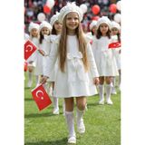 Parla Kids Kız Çocuk Krem Sofia Pamuklu Fiyonk Detaylı 23 Nisan Gösteri Kıyafeti - 4 - 5 Yaş - Krem Rengi