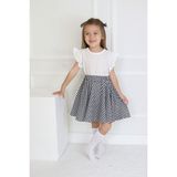 Parla Kids Kız Çocuk Kyle Kolsuz Bluz Etek Toka Takım - Beyaz - Siyah - 3 - 4 Yaş