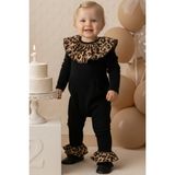 Parla Kids Kız Çocuk Leopar Yakalı Çıtçıt Detaylı Tulum Salopet - Koyu Leopar - 1,5 - 2 Yaş