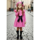 Parla Kids Kız Çocuk Pembe Sofia Pamuklu Fiyonk Detaylı Elbise Kep Abiye Takım - 2 - 3 Yaş