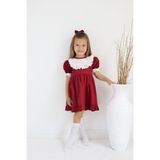 Parla Kids Kız Çocuk Ruby Fırfırlı Dantel Detaylı Kısa Kollu Elbise Bandana Takım - 12R-Bordo - 2 - 3 Yaş