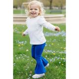 Parla Kids Kız Çocuk Saks Mavi Ispanyol Paça Yüksek Bel Lastikli Tayt Pantolon - 4 - 5 Yaş