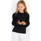 Parla Kids Kız Çocuk Siyah Dantel Detaylı Uzun Kollu Çıtçıtlı 23 Nisan Bluz Gömlek Body