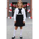 Parla Kids Kız Çocuk Uzun Kollu Siyah Etek Ekru Bluz Fular Takım 23 Nisan Takım Gösteri Kıyafeti - 9 - 10 Yaş