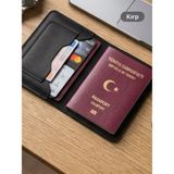 Parla Leather Pasaport Cüzdan V3 El Yapımı Hakiki Gerçek Deri Pasaport Kılıfı Cüzdan Kartlık Kadın Erkek - Siyah - Model 3