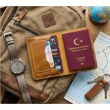 Parla Leather Pasaport Cüzdan V3 Hakiki Gerçek Deri Pasaport Kılıfı Cüzdan Kartlık Kadın Erkek - Camel - Model 3