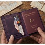 Parla Leather Pasaport Cüzdan V3 Hakiki Gerçek Deri Pasaport Kılıfı Cüzdan Kartlık Kadın Erkek - Mor - Model 3