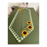 Parla Life Yeşil Keten Ayçiçek Örgülü Runner 40x120 cm