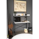 Parla Üstten Raflı Dekoratif Çalışma Masası 50x90 Cm Beyaz