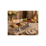 PARLADECOR PASLANMAZ ÇELİK 2 Lİ DİKDÖRTGEN AYAKLI SUNUM TABAĞI, MEYVE TABAĞI, PASTA TABAĞI ÇOK AMAÇLI SUNUMLUK