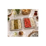 PARLADECOR PASLANMAZ ÇELİK 2 Lİ GÜMÜŞ ÇİÇEK DESENLİ KARE SUNUM TABAĞI,MEYVE PEYNİR TABAĞI, KAHVE TEPSİSİ ÇOK AMAÇLI SUNUMLUK