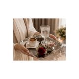 PARLADECOR PASLANMAZ ÇELİK GÜMÜŞ ÇİÇEK DESENLİ TEPSİ & LOKUMLUK, İSTEME, NİŞAN, DAMAT KAHVESİ ÇOK AMAÇLI SUNUM SETİ