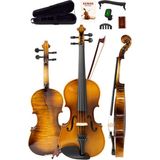 Parlak 4/4 Hareli Yetişkin Keman Seti, Full Set, Profesyonel Ses Kalitesi - Mercan - Seçenek 1