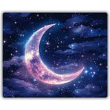 Parlak Ay ve Yıldız Baskılı Mouse Pad 18X22 cm