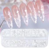 Parlak Beyaz Tırnak Süsleme Folyo Pulları Karışık Dizayn Kelebek Kalp Harfler Yıldızlar Nail Art