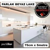 Parlak Beyaz Yapışkanlı Folyo Mutfak Dolap Ve Mobilya Kaplama Folyosu 75cm X 5mt 010 - Parlak Beyaz