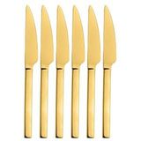 Parlak Gold Pasta Ve Tatlı Bıçağı Seti, Paslanmaz Çelik Kahvaltı Bıçak Seti 6 Adet, Kutulu
