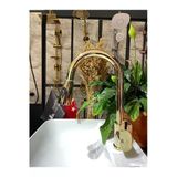Parlak Gold Spiralli Mutfak Bataryası Spiralli Evye Musluk Uzayan Mutfak Bataryası Oynar Başlıklı