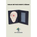 Parlak Gri Polis Rozetli Cüzdan