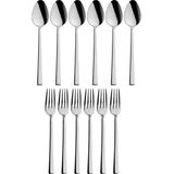 Parlak Gümüş Tatlı Çatal ve Kaşık Seti - 12 Adet Kahvaltı Pasta Tatlı Çatal ve Kaşık Set - Çok Renkli