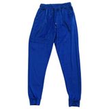 Parlak Kadife Cepli Pantolon Eşofman Pijama Altı Unisex Lastikli Paça Mavi - L
