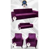 Parlak Kadife Geometrik Desenli Koruyucu Giydirme Koltuk Örtüsü - Fuşya - 3+2+1+1 (4 Parça Set) - 10 x 10 cm