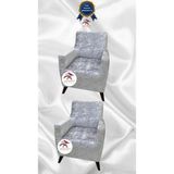 Parlak Kadife Geometrik Desenli Koruyucu Giydirme Koltuk Örtüsü - Gümüş Gri - 1+1 (2 Parça Set) - 10 x 10 cm - Gümüş - Gri