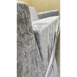 Parlak Kadife Geometrik Desenli Koruyucu Giydirme Koltuk Örtüsü - Gümüş Gri - 3+3 (2 Parça Set) - 10 x 10 cm - Gümüş - Gri