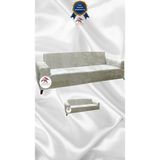 Parlak Kadife Geometrik Desenli Koruyucu Giydirme Koltuk Örtüsü - Krem - 3+2 (2 Parça Set) - 10 x 10 cm