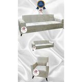 Parlak Kadife Geometrik Desenli Koruyucu Giydirme Koltuk Örtüsü - Krem - 3+2+1 (3 Parça Set) - 10 x 10 cm