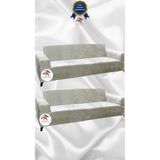Parlak Kadife Geometrik Desenli Koruyucu Giydirme Koltuk Örtüsü - Krem - 3+3 (2 Parça Set) - 10 x 10 cm