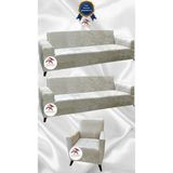 Parlak Kadife Geometrik Desenli Koruyucu Giydirme Koltuk Örtüsü - Krem - 3+3+1 (3 Parça Set) - 10 x 10 cm