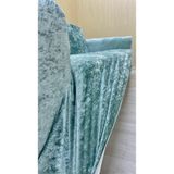 Parlak Kadife Geometrik Desenli Koruyucu Giydirme Koltuk Örtüsü - Mint - 3+3+1 (3 Parça Set) - 10 x 10 cm - Mint Yeşili