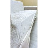 Parlak Kadife Geometrik Desenli Koruyucu Giydirme Koltuk Örtüsü - Natural - 3+3 (2 Parça Set) - 10 x 10 cm