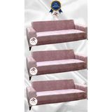 Parlak Kadife Geometrik Desenli Koruyucu Giydirme Koltuk Örtüsü - Pudra - 3+3+3 (3 Parça Set) - 10 x 10 cm