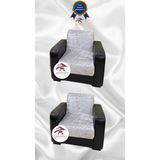 Parlak Kadife Geometrik Desenli Koruyucu Kolsuz Koltuk Örtüsü - Gümüş Gri - 1+1 (2 Parça Set) - 10 x 10 cm - Gümüş - Gri