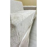 Parlak Kadife Geometrik Desenli Koruyucu Kolsuz Koltuk Örtüsü - Krem - Tekli (1 Parça) - 10 x 10 cm