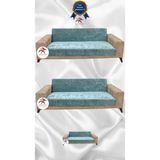Parlak Kadife Geometrik Desenli Koruyucu Kolsuz Koltuk Örtüsü - Mint - 3+3+2 (3 Parça Set) - 10 x 10 cm - Mint Yeşili